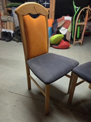 4 tolle überzogene Holzstühle in orange dunkelgrau Bild 3