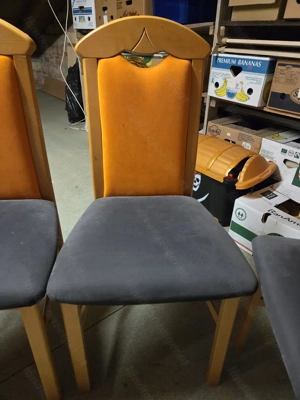 4 tolle überzogene Holzstühle in orange dunkelgrau Bild 5
