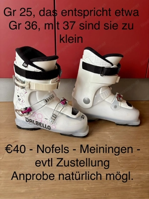 Schischuhe Gr 25 entspricht etwa Gr 36
