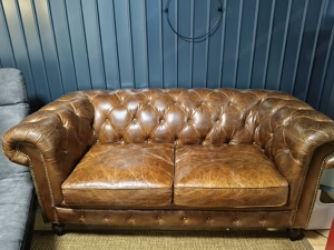 Ledersofa 2er Chesterfield Bild 3