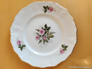 Vintage Seltmann Weiden Porzellanteller "Theresia" mit rosa Rosen und Goldrand