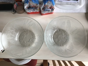 Glasschale Glasschalen sehr groß große unbeschädigt Bild 3