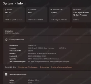 Gaming-PC (Ryzen 9 5900X, 2TB M2 SSD, 32GB Ram, RTX3070, WLan) - TOP Bild 8