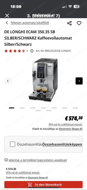 De'Longhi Kaffeevollautomat  Dinamica ECAM358.15.B - Long Coffee Funktion Bild 5