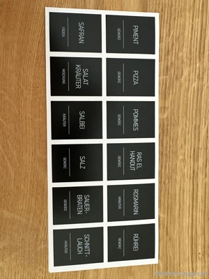 Etiketten für Gewürze + Stifte