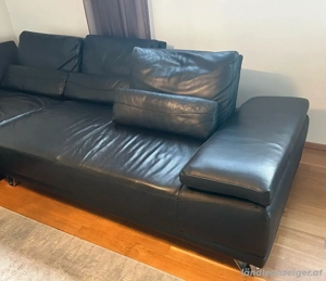 Schwarze Ledercouch (Echtleder) Bild 3