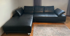 Schwarze Ledercouch (Echtleder) Bild 2