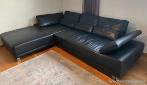 Schwarze Ledercouch (Echtleder)