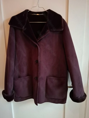 Damen-Wildlederjacke in dunkelaubergine