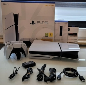 PS 5   Playstation 5 Slim Disc-Edition 1TB + 2TB inkl. Controller + Spiel + Zub.