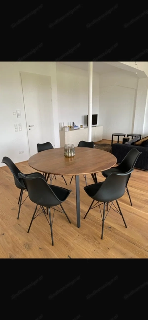  Stylischer Runder Tisch, 6 Stühle und Teppich beige  Bild 6
