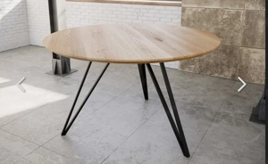  Stylischer Runder Tisch, 6 Stühle und Teppich beige  Bild 3