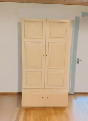 Kasten Schrank Massiv Holz hell Beige Regal 2 Teilig