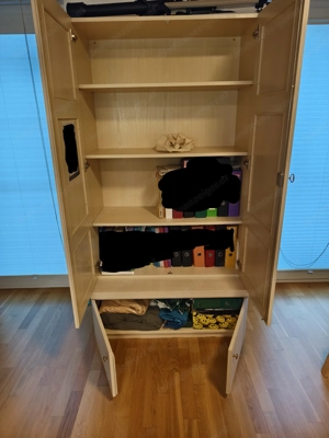 Kasten Schrank Massiv Holz hell Beige Regal 2 Teilig Bild 2