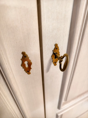 Kasten Schrank Massiv Holz hell Beige Regal 2 Teilig Bild 6