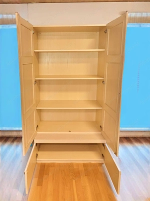 Kasten Schrank Massiv Holz hell Beige Regal 2 Teilig Bild 3