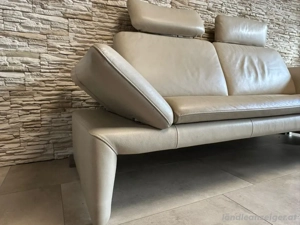 Moderne Designer-Ledersofa in TOP-Zustand - Breite 220 cm, Tiefe 80 cm, Höhe 90 cm (mit Kopfstützen  Bild 3