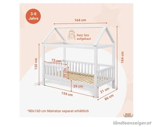 Kinder Hausbett inkl Rausfallschutz und Matratze Bild 2