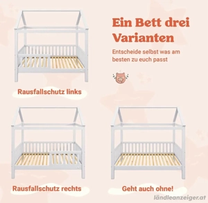 Kinder Hausbett inkl Rausfallschutz und Matratze Bild 3