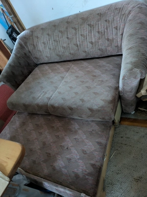 Cosy alte braun gemusterte Couch.    Couch zum Ausziehen für Doppelbett Bild 2