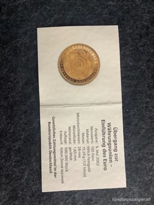 gold münze 1 2 unze, 999,9 Gold, Nominal 100 Euro Bild 3