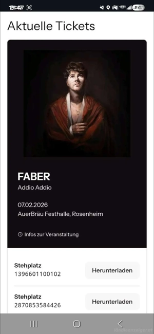 Faber Konzertticket in Rosenheim 07.02.26