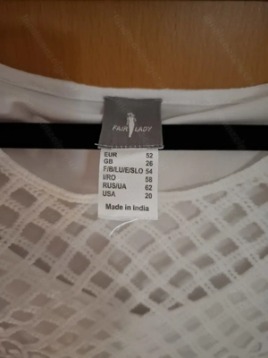 Weiße Chiffon-Bluse mit Spitzenbesatz, Größe 52 Bild 3