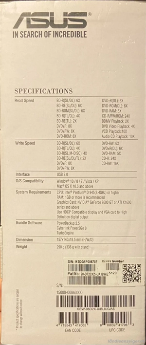 Asus Blu-ray Writer SBW-06D2X-U Bild 4