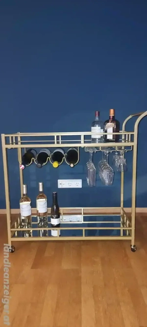 Rollwagen Servierwagen 60 x 40 x 75 cm Gold Mit Ablagen, Bar auf Rädern