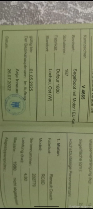 Segelboot Dufour 1800 Bodenseezulassung  Bild 5