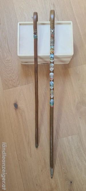 Spazierstöcke Alt Spazierstock Gehstock Holz Embleme Stocknagel