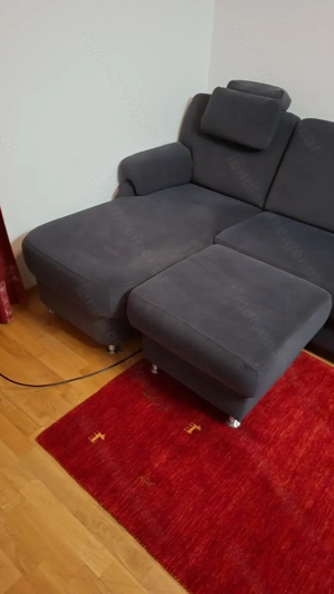 Ecksofa Grau    245 x 165 cm    mit Hocker