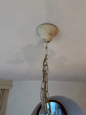 9-flg. Pendelleuchte Rosenblüten mit Blättern im Florentiner Stil, HANDARBEIT Bild 3