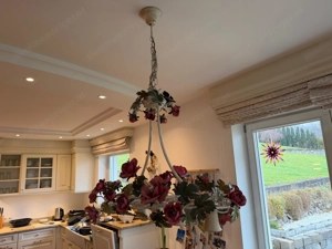 9-flg. Pendelleuchte Rosenblüten mit Blättern im Florentiner Stil, HANDARBEIT Bild 5