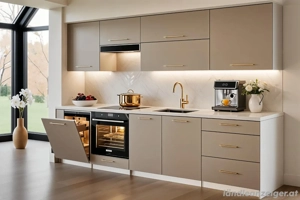 Küchenzeil siena 260cm weib Hochglanz-Einbauküch,küche,Küchenblock2,6cm Bild 5