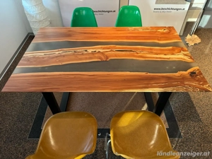 Tische Birne aus Röthis mit Kunstharzeinlage und schweizer Kante Grösse 160 x 100 cm Bild 9