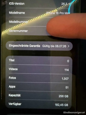 Iphone 16 pro MAX 256GB 100% Akku