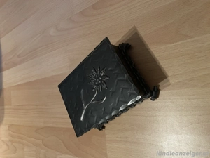 Metall-Schmuckdose mit Edelweiß-Motiv - rustikales Design