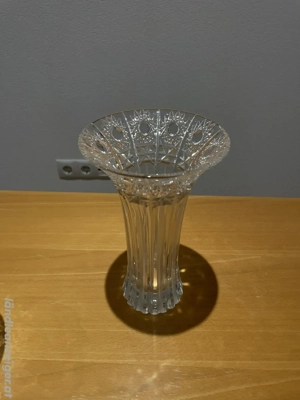 Große geschliffene Kristallglas-Vase - Bleikristall, klassischer Sternschliff Bild 3