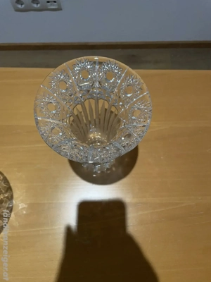 Große geschliffene Kristallglas-Vase - Bleikristall, klassischer Sternschliff Bild 2