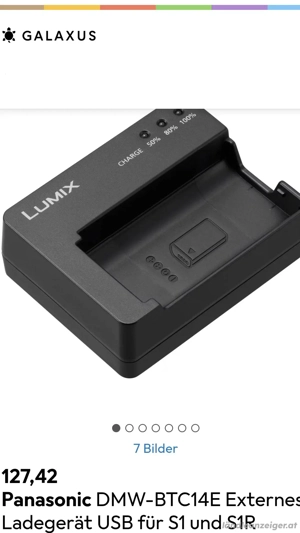 DMW-BTC14E Panasonic original Ladegerät + DMW-BLJ31E original Akku Batterie + Ersatzakku für S1 S1R