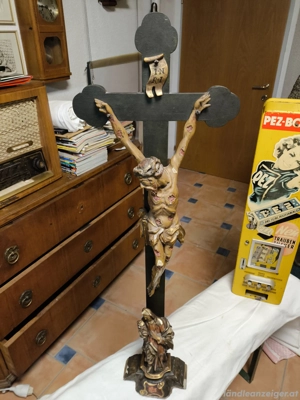 PREISREDUZIERT um -80% .... Alte Rarität! Standkreuz mit Pestchristus und Schmerzensmutter 19 Jhd.  Bild 3
