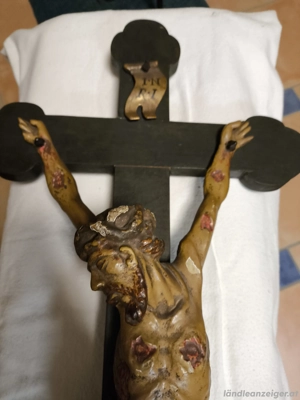 PREISREDUZIERT um -80% .... Alte Rarität! Standkreuz mit Pestchristus und Schmerzensmutter 19 Jhd.  Bild 5