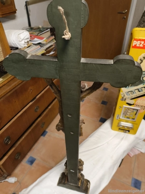 PREISREDUZIERT um -80% .... Alte Rarität! Standkreuz mit Pestchristus und Schmerzensmutter 19 Jhd.  Bild 8