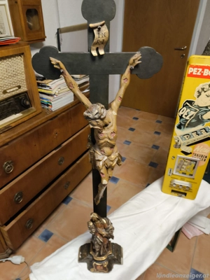 PREISREDUZIERT um -80% .... Alte Rarität! Standkreuz mit Pestchristus und Schmerzensmutter 19 Jhd.  Bild 7