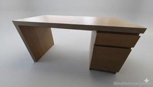Stabiler IKEA MALM Schreibtisch   Eichenfurnier   Älteres Modell (dicke Platte!) Bild 2