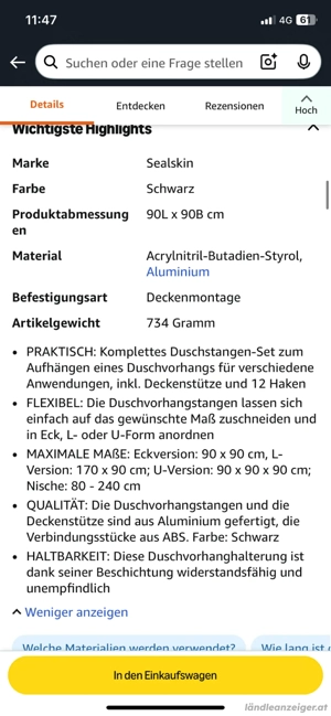 Duschvorhangstange Edelstahl NEU!  Bild 3