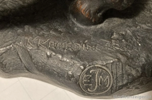 Skulptur bronzierte Keramik Pferd mit Fohlen EJM K. Kemedinger Bild 5