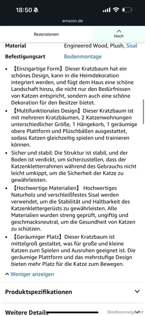 Kratzbaum für Katzen in beige Bild 3