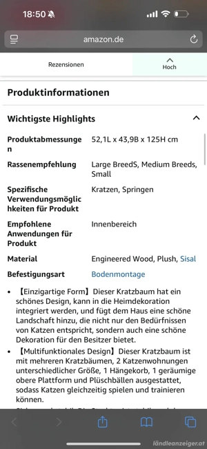 Kratzbaum für Katzen in beige Bild 2